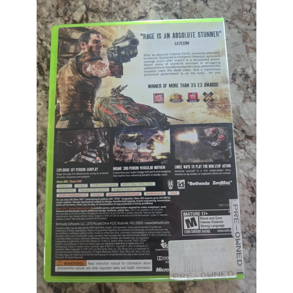 Rage Microsoft Xbox 360, 2011 CIB w Manual – Tested